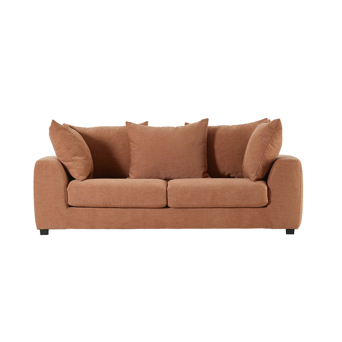 EDMOND - 3-Sitzer-Schlafsofa aus terrakottafarbenem Stoff in Leinenoptik