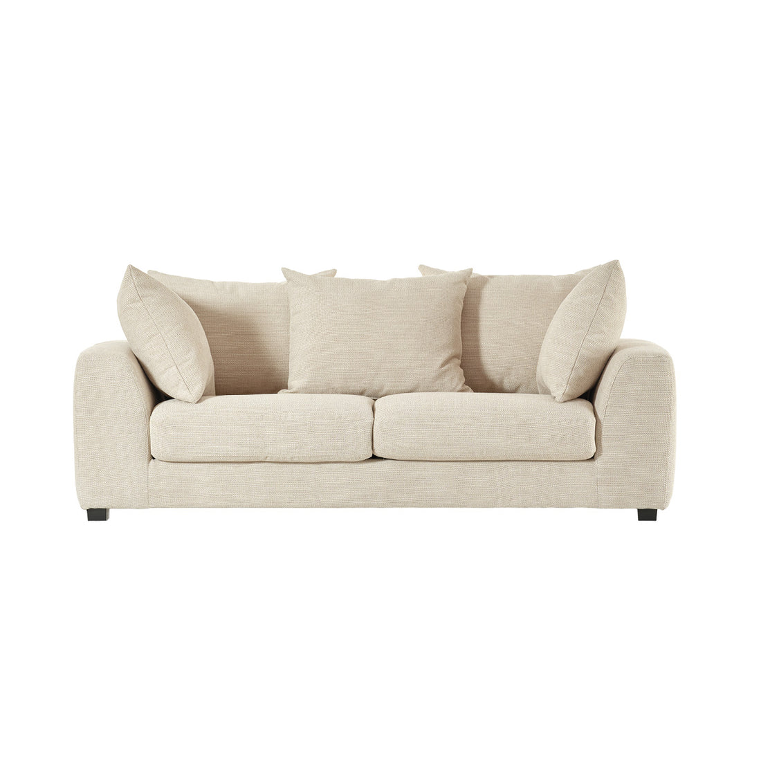 EDMOND - Gerades 3-Sitzer-Sofa mit Liegefunktion aus meliertem, beigem Strukturstoff