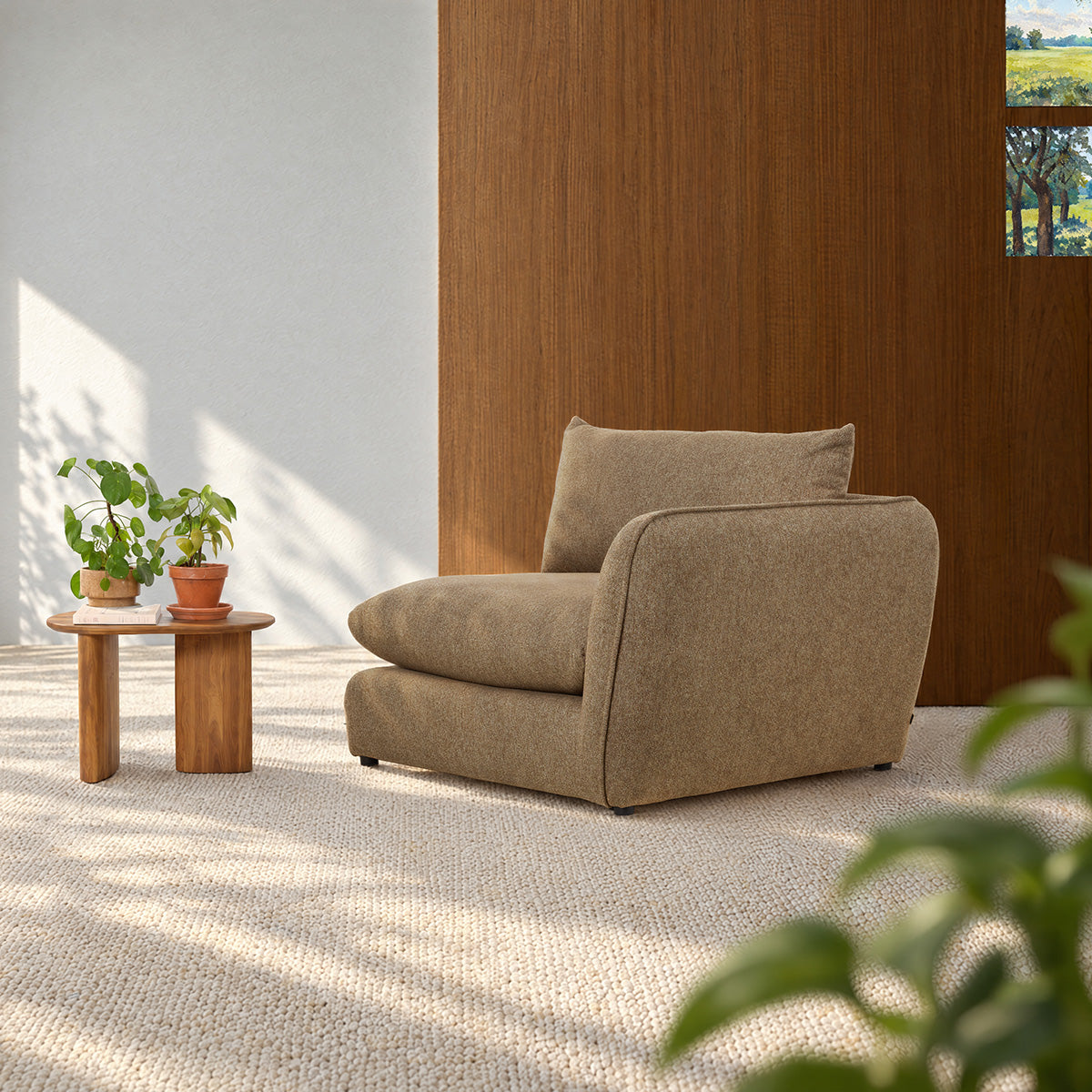 LEOPOLD - Modulares Ecksofa aus hellbraunem, strukturiertem Stoff