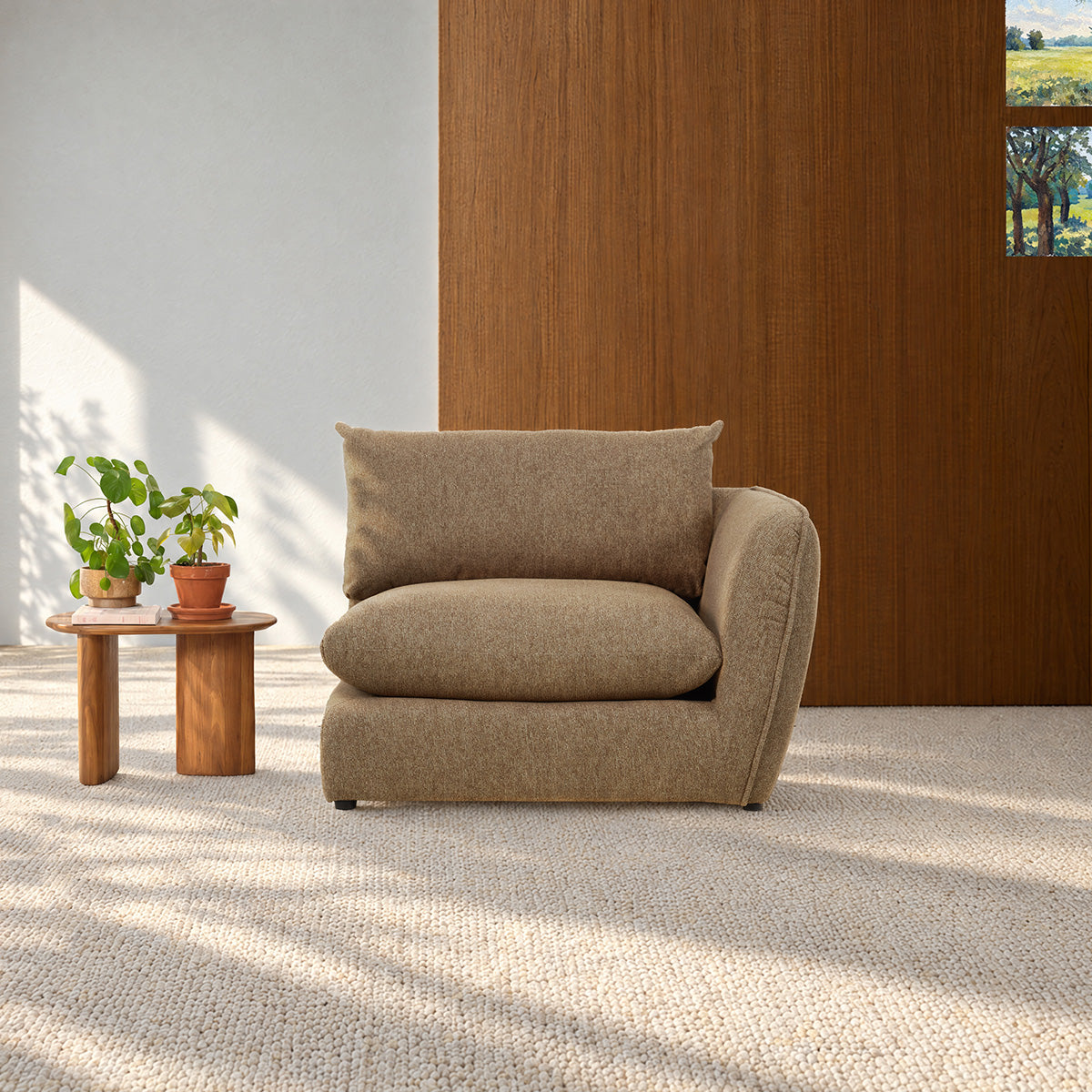 LEOPOLD - Modulares Ecksofa aus hellbraunem, strukturiertem Stoff