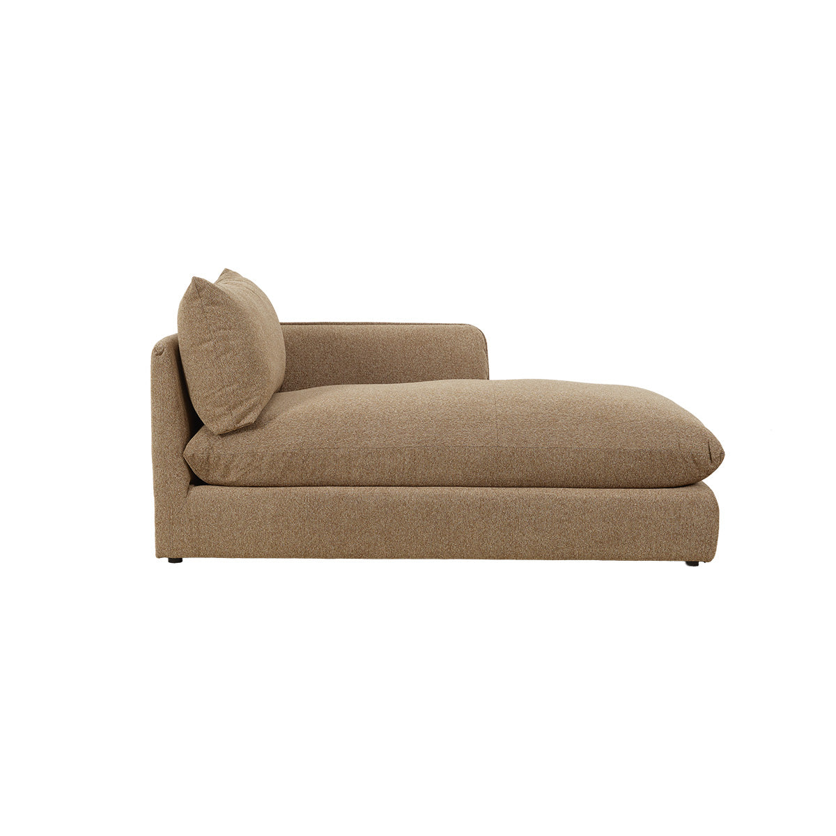 LEOPOLD - Modulares Chaiselongue (links) aus hellbraunem, strukturiertem Stoff