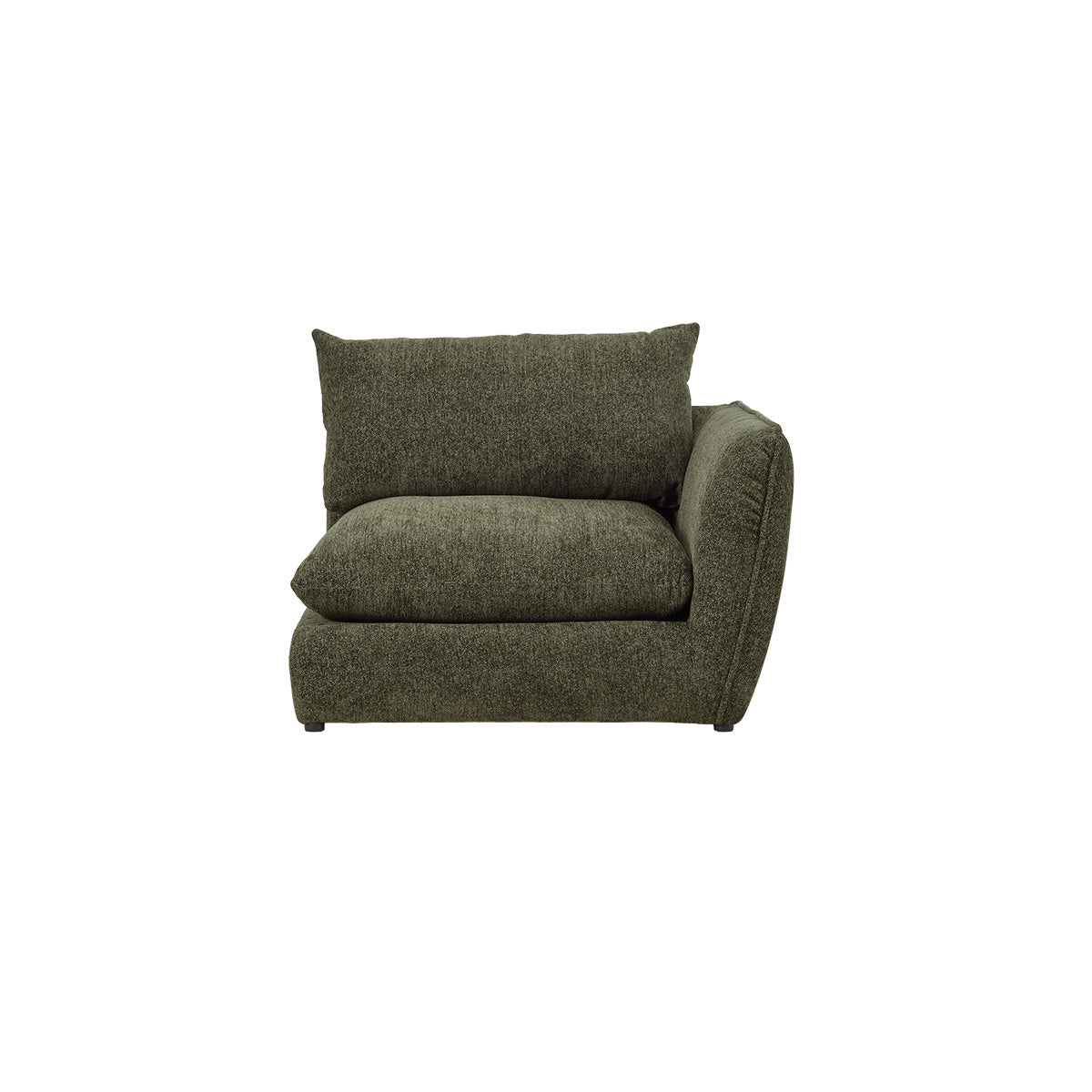 LEOPOLD - Modulares rechtwinkliges Sofa aus grün meliertem Chenille-Stoff