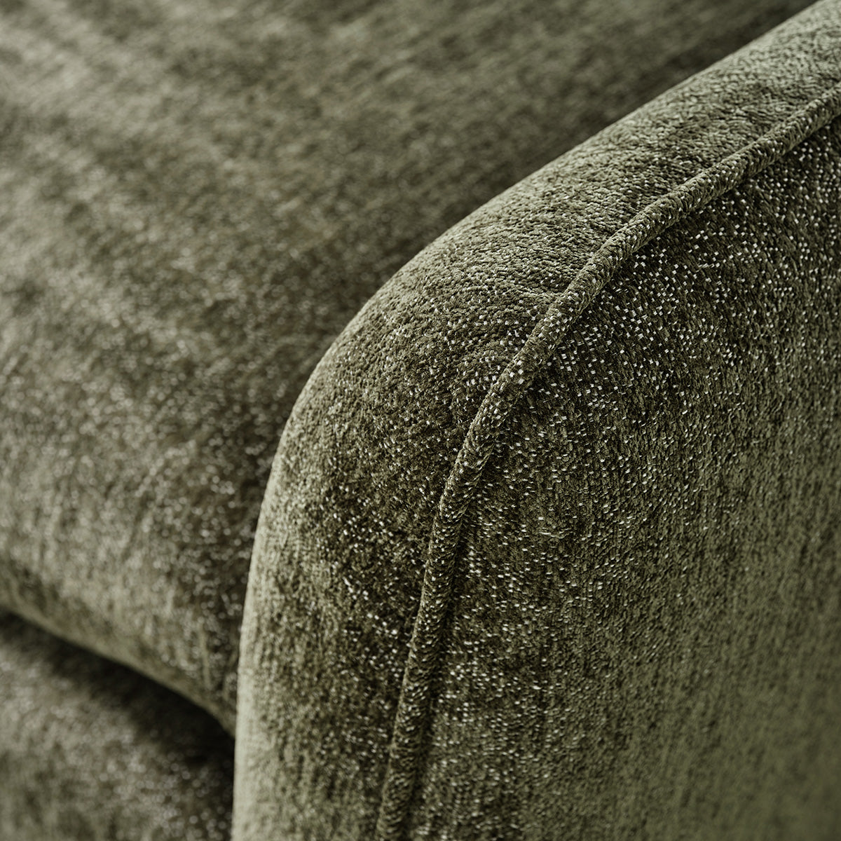 LEOPOLD - Modulares rechtwinkliges Sofa aus grün meliertem Chenille-Stoff
