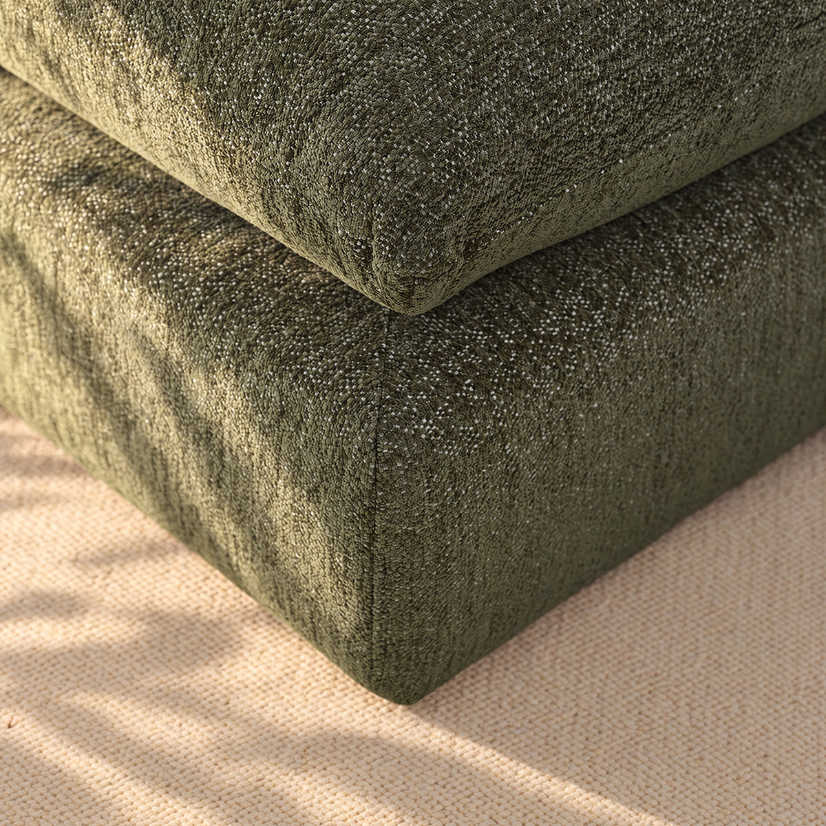 LEOPOLD - Modulares Sesselmodul aus grün meliertem Chenille-Stoff