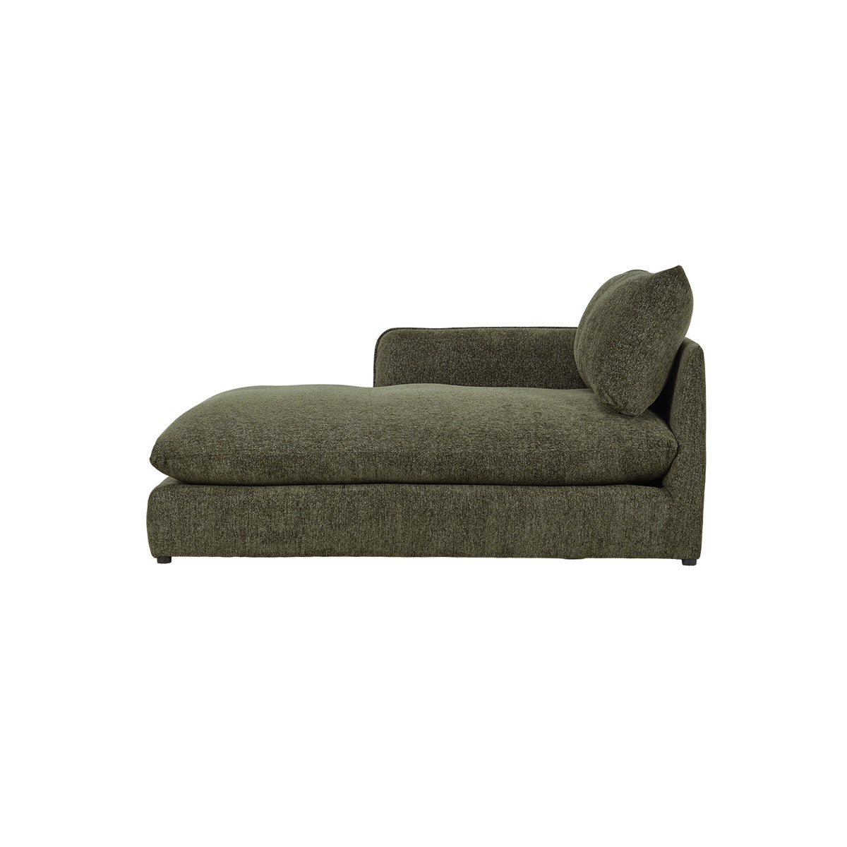 LEOPOLD - Modulares, linksseitiges Tagesbett aus grün meliertem Chenille-Stoff