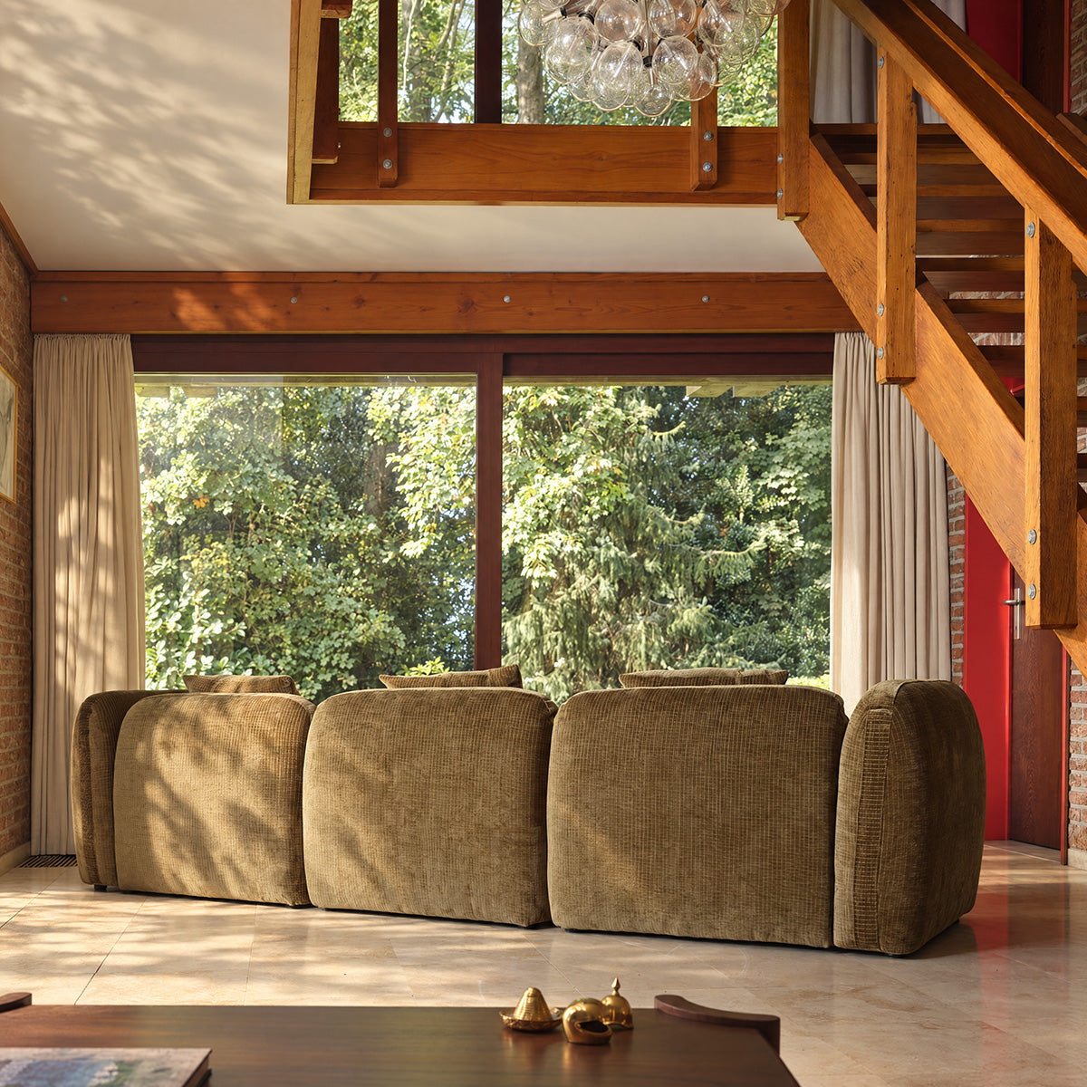 PABLO - Modulares 4-Sitzer-Sofa aus bronzefarbenem Samt 