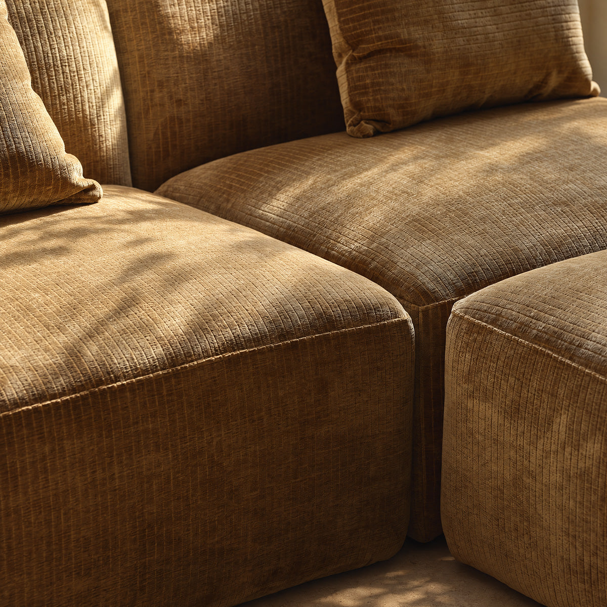 PABLO - Modulares 4-Sitzer-Sofa aus bronzefarbenem Samt 