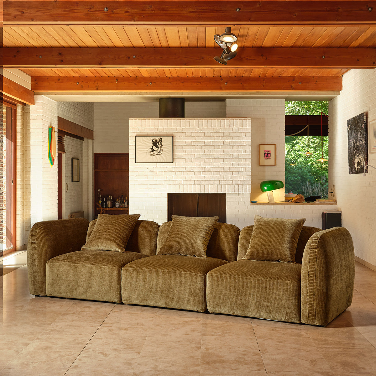 PABLO - Modulares 3-Sitzer-Sofa aus bronzefarbenem Samt