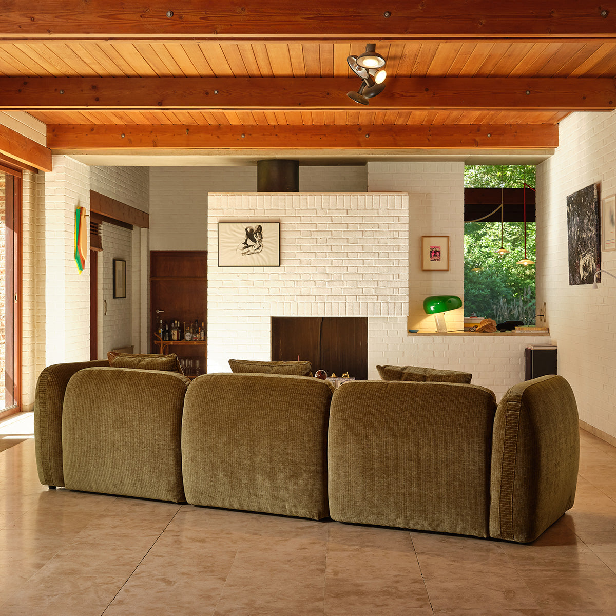 PABLO - Modulares 3-Sitzer-Sofa aus bronzefarbenem Samt