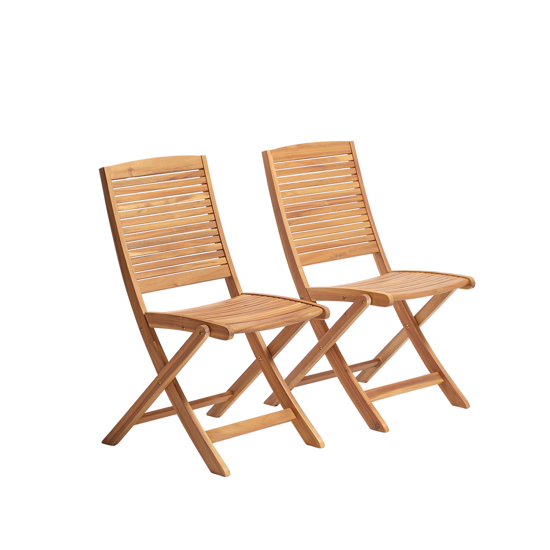 MILOS - Klappbarer Gartenstuhl aus geöltem massivem Akazienholz (2er-Set)