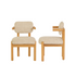 2er-Set Stühle aus naturbelassenem Mindi-Massivholz und beige meliertem Stoff