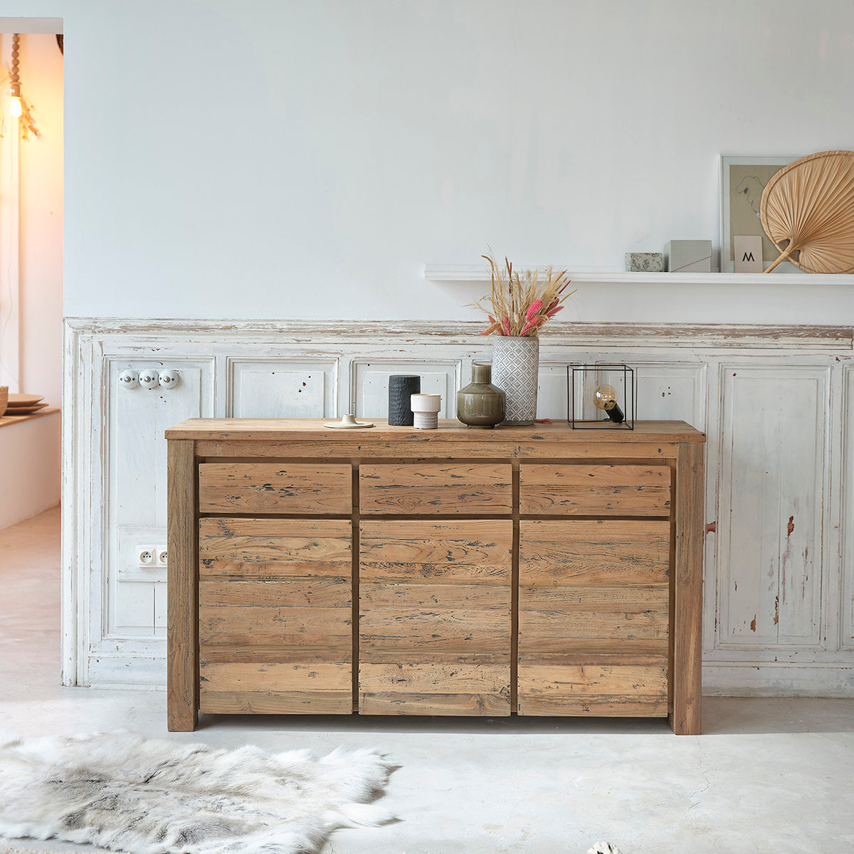 CARGO - Kommode aus massivem recyceltem Teakholz 160 cm