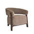 Sessel aus massiver Eiche mit Nussbaum-Finish und Chenille-Stoff in Taupe