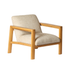 Sessel aus massivem Mindi-Holz und beige meliertem Stoff
