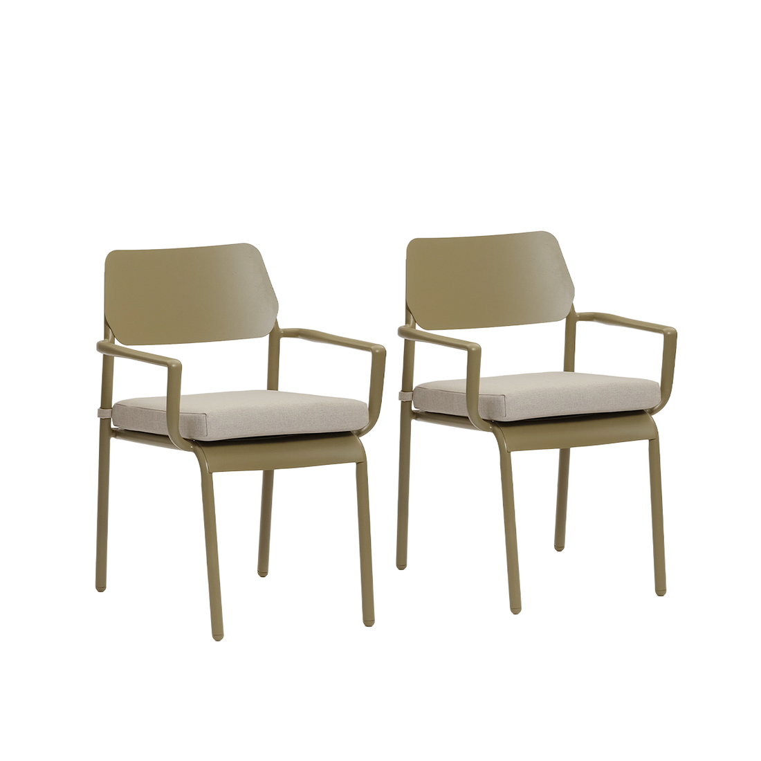 SARO - Gartenstuhl aus Aluminium und beigem Melange-Stoff (2er-Set)
