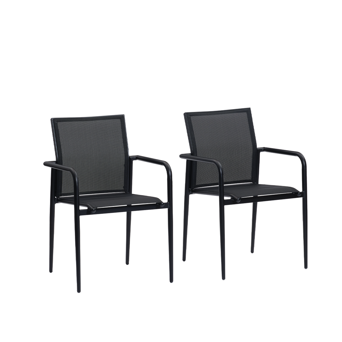 BASALT - Gartenstuhl aus Aluminium und mattschwarzem Textilene (2er-Set)