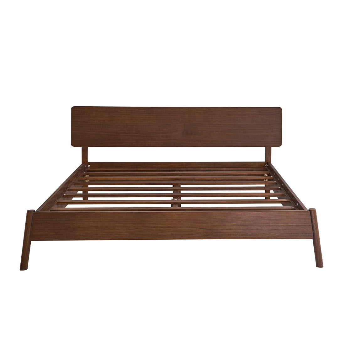 VINTAGE - Holzbett aus Mindi-Holz mit Walnuss-Finish, 180 cm, mit Lattenrost