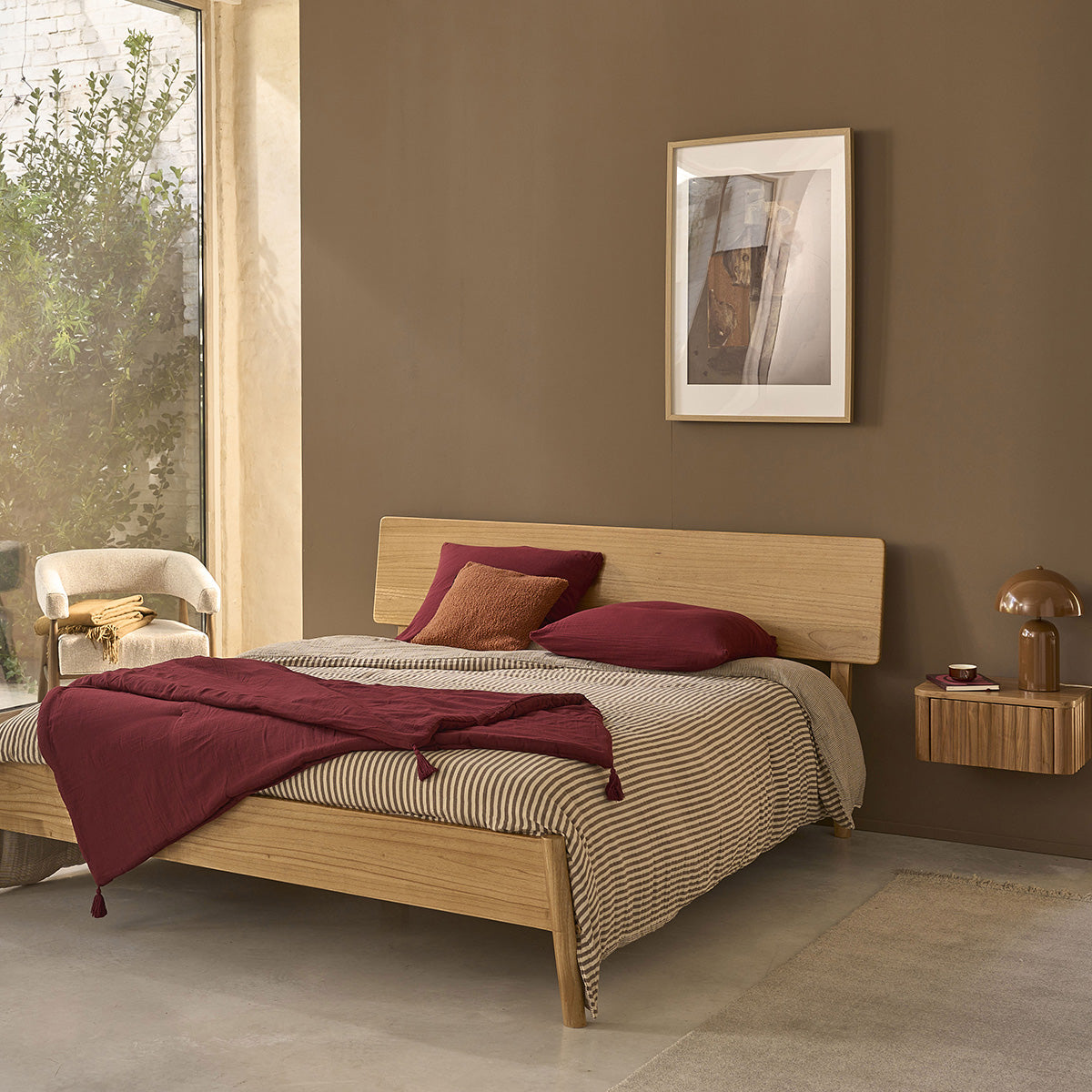 MAIA - Bett aus Mindi-Holz, 160 cm, mit Lattenrost