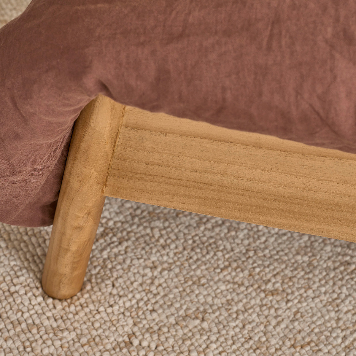 NINA - Bett aus Mindi-Holz und Rohrgeflecht, 180 cm, mit Lattenrost