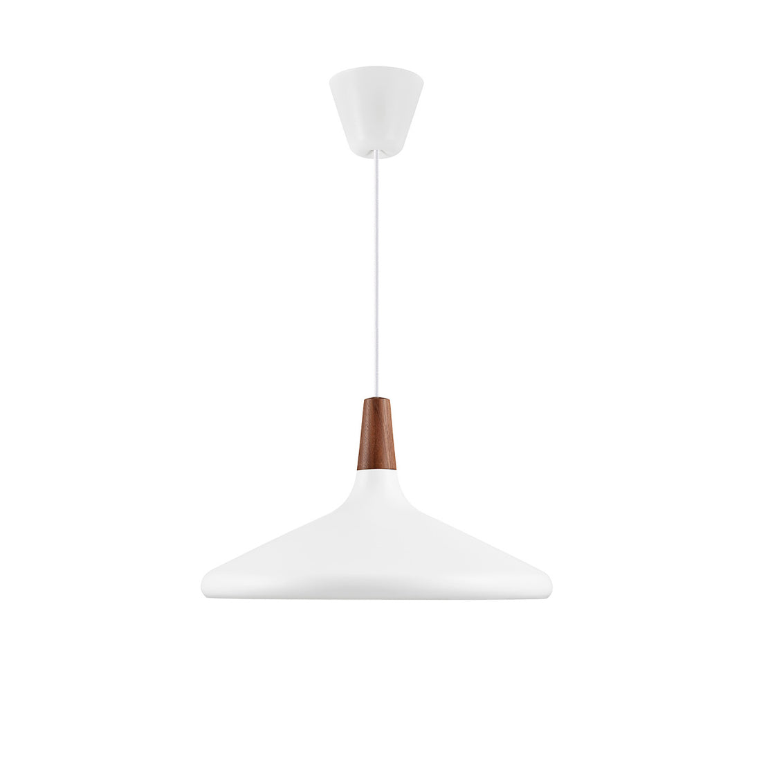 Pendelleuchte aus Metall und Holz Ø 39 cm weiß