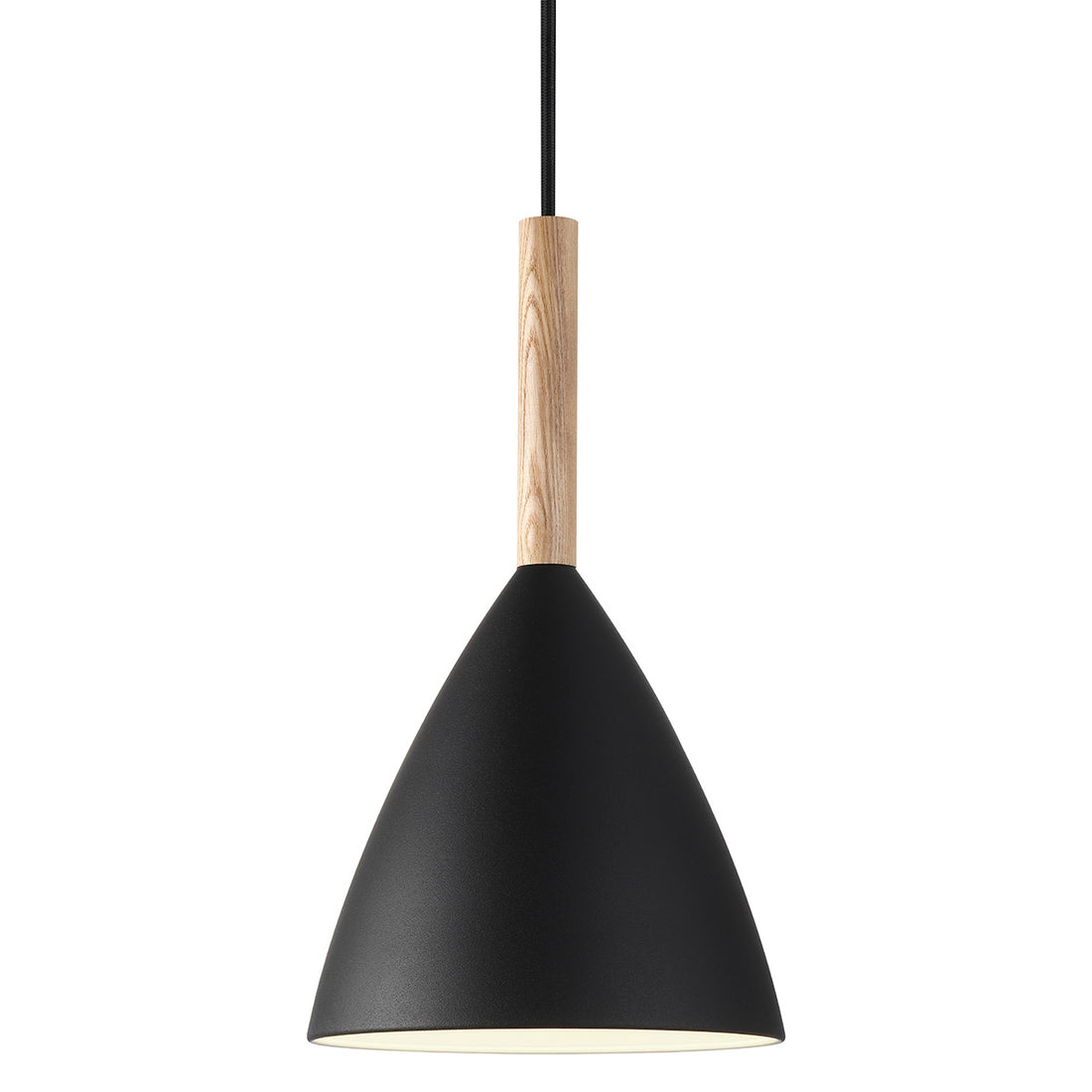 Pendelleuchte aus Metall und Holz Ø 20 cm schwarz