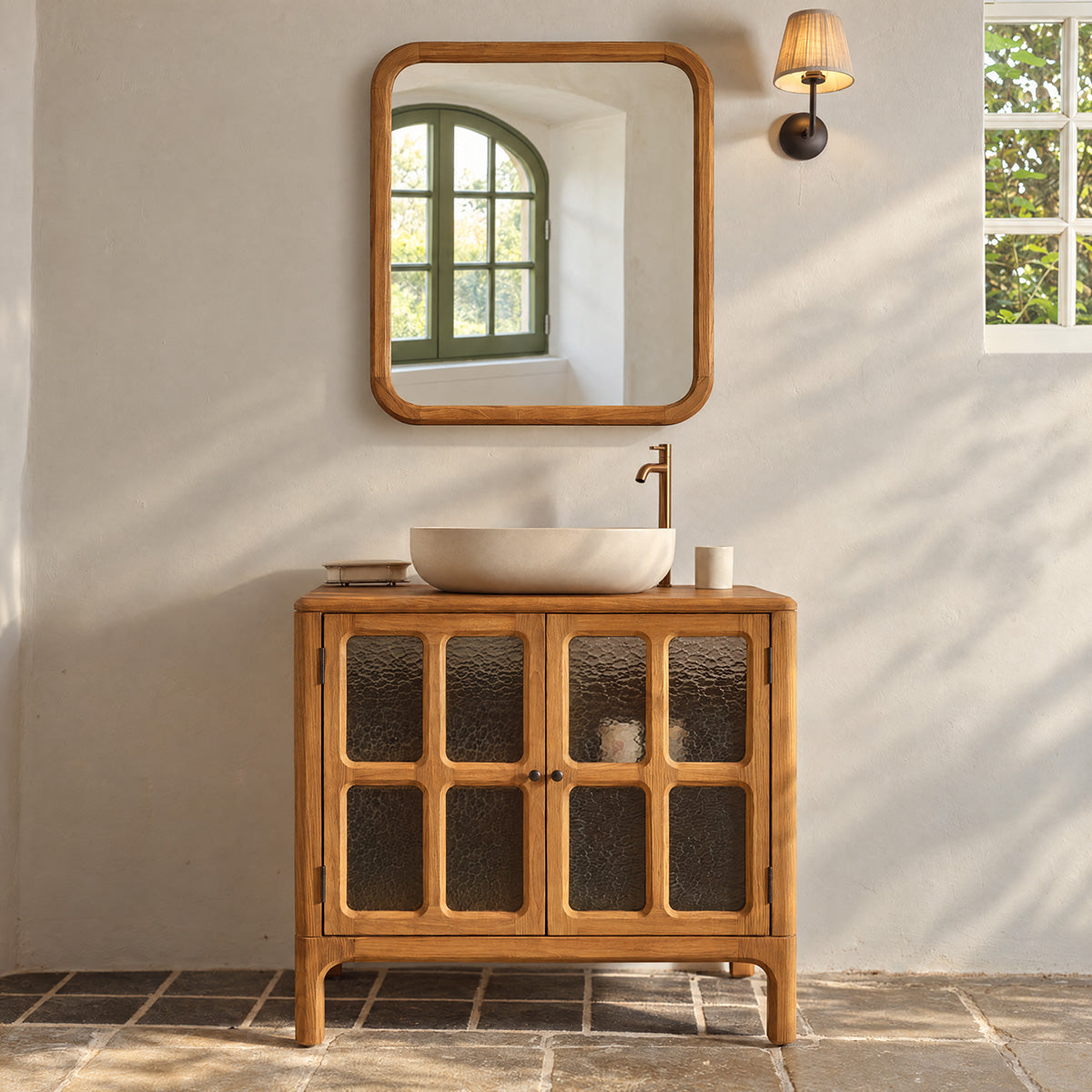 VELDE - Waschtischunterschrank aus recyceltem Teakholz, 90 cm
