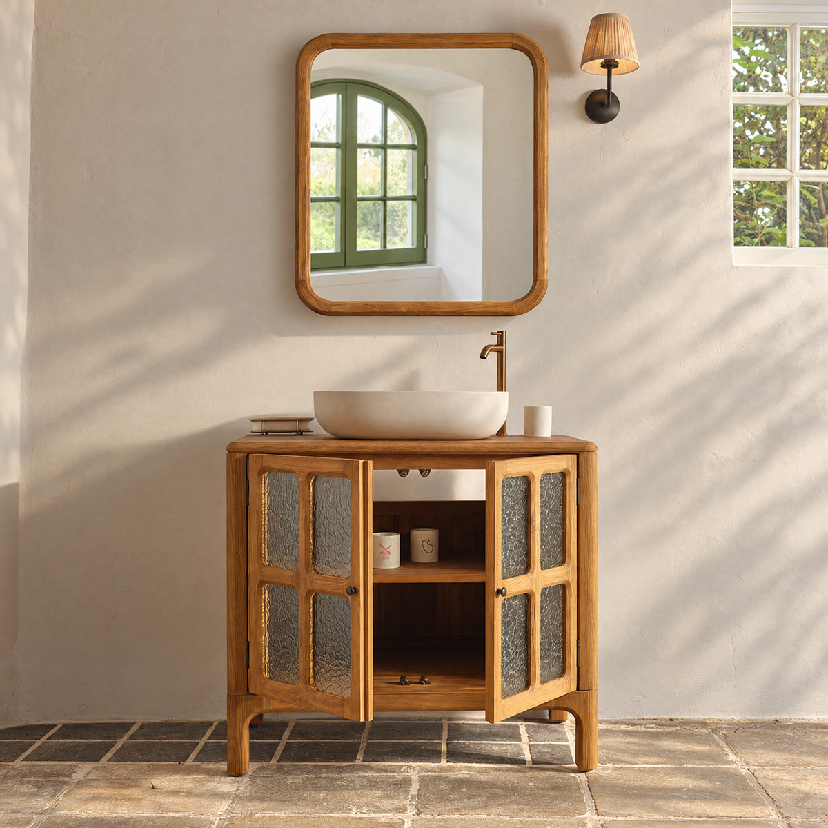 VELDE - Waschtischunterschrank aus recyceltem Teakholz, 90 cm