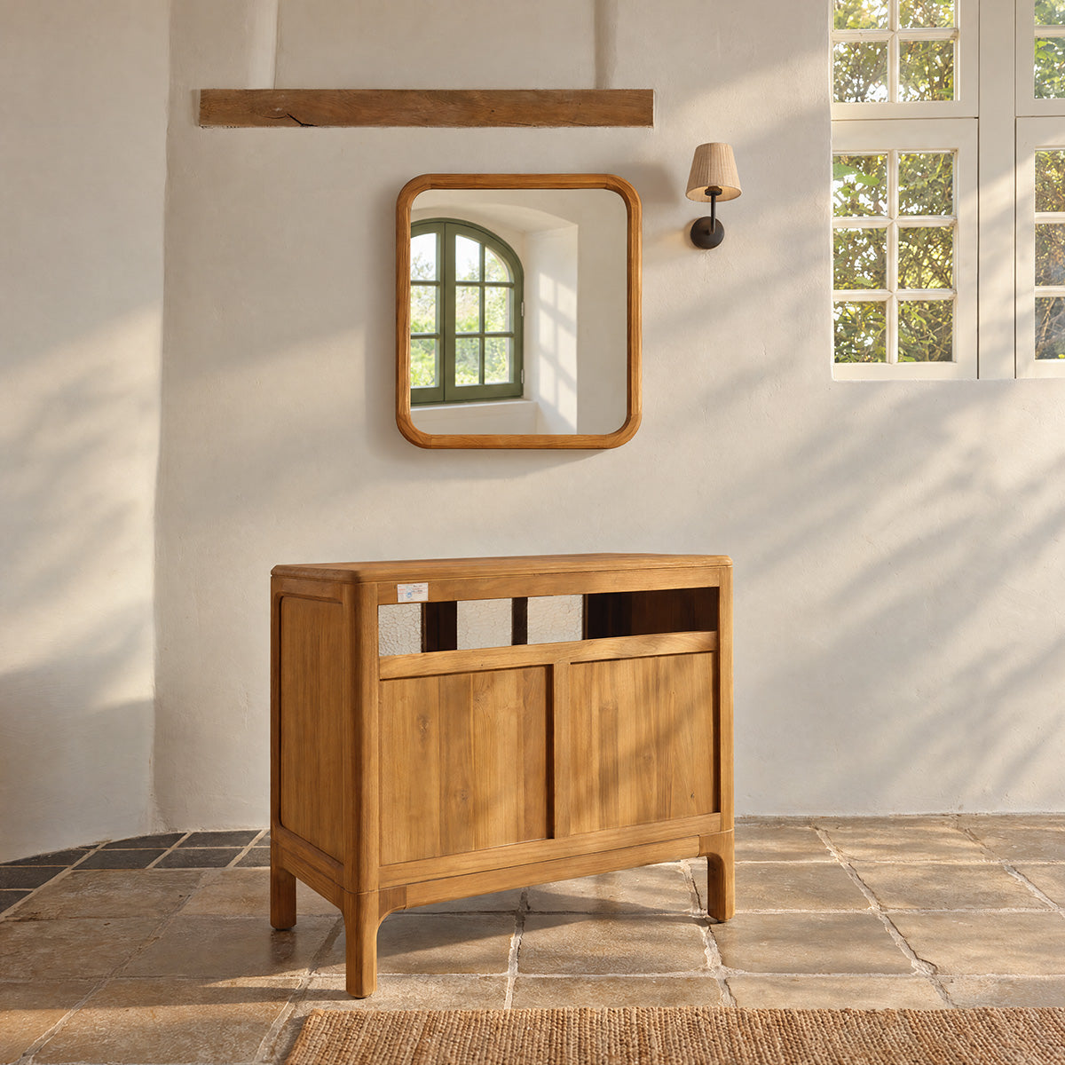 VELDE - Waschtischunterschrank aus recyceltem Teakholz, 90 cm
