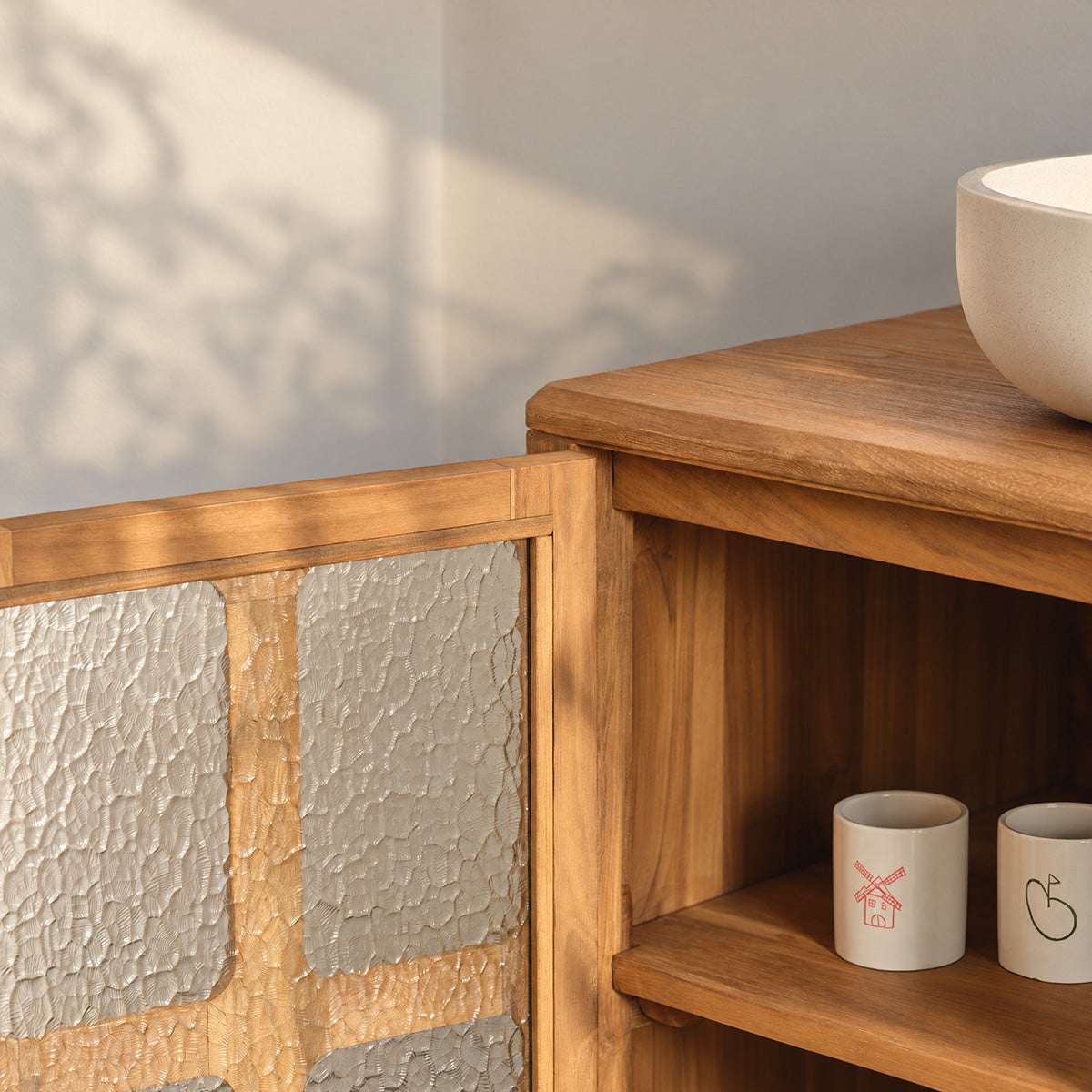 VELDE - Waschtischunterschrank aus recyceltem Teakholz, 90 cm
