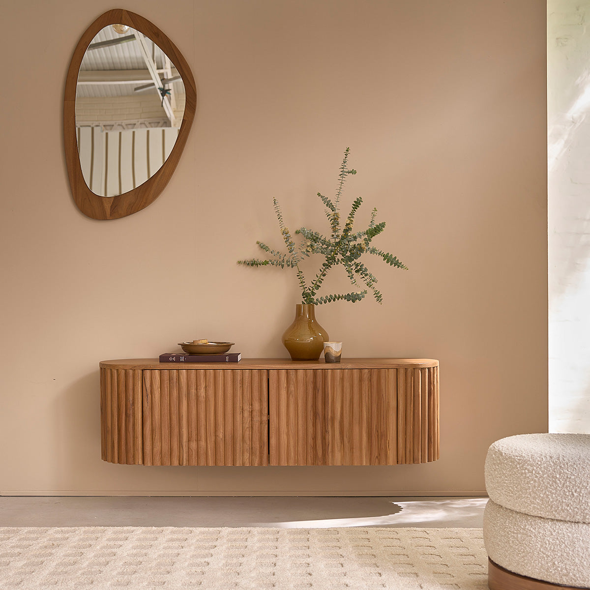 BELIZE - Hängender TV-Schrank aus Teakholz, 140 cm