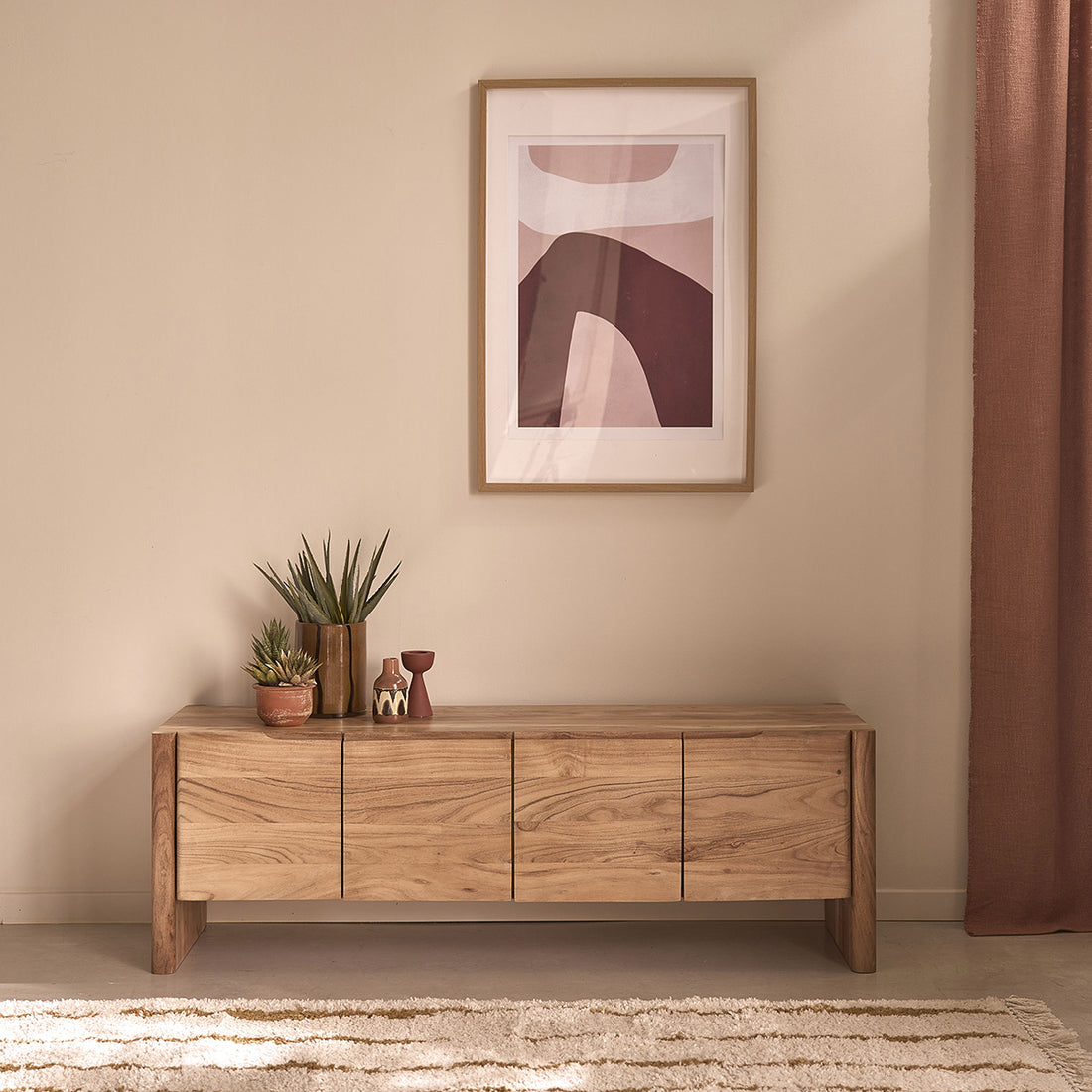 TV-Schrank aus massivem Akazienholz, 150 cm