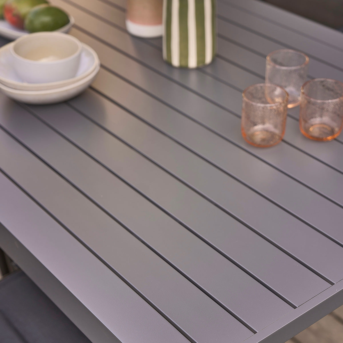 LAGON - Ausziehbare Gartenmöbel aus Aluminium grau 4/8 pers.