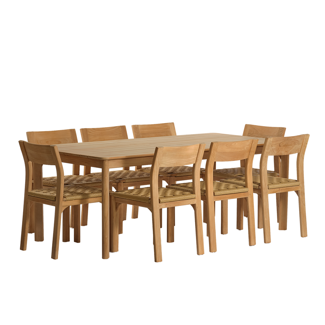 PIANA - Gartenmöbel aus massivem Teakholz und Rattan für 8 Personen.