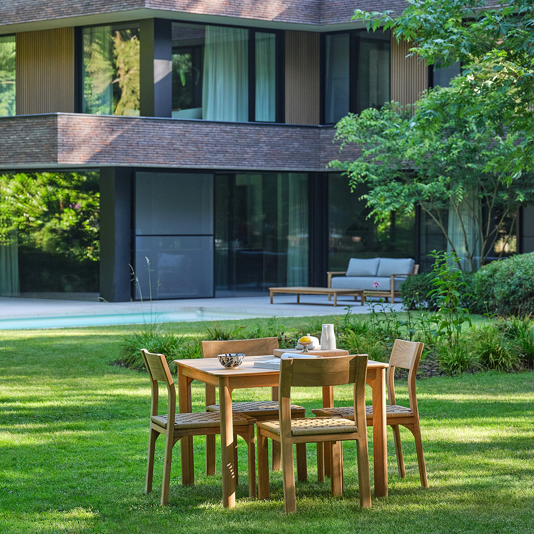 PIANA - Gartenmöbel aus massivem Teakholz und Rattan für 4 Personen