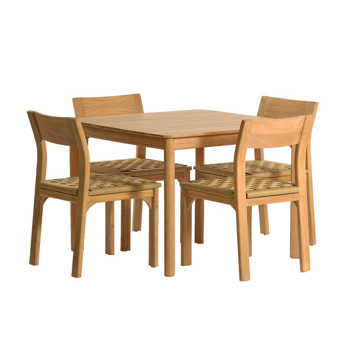 PIANA - Gartenmöbel aus massivem Teakholz und Rattan für 4 Personen