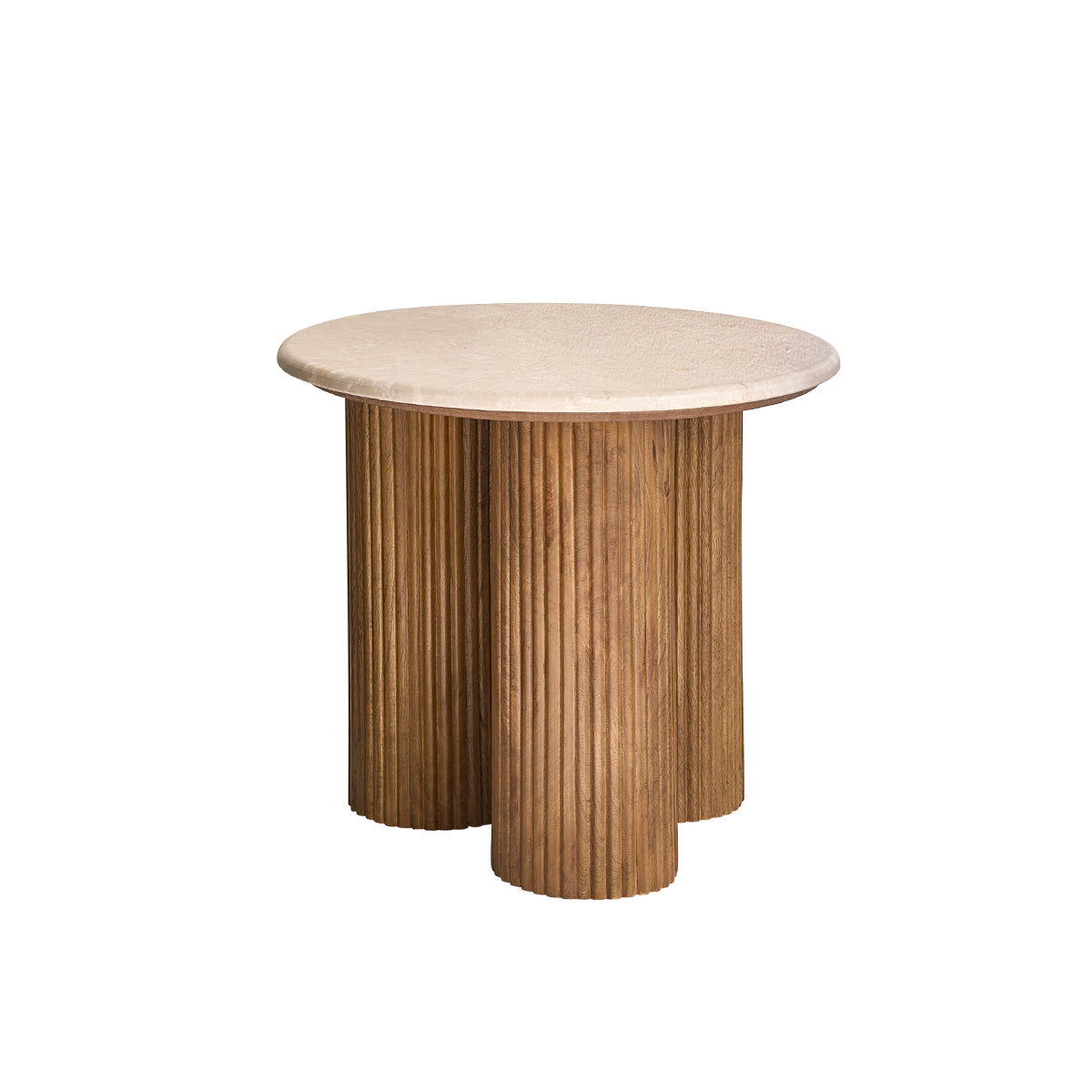 TOSCANE - Beistelltisch aus Mangoholz und Marmor, rund