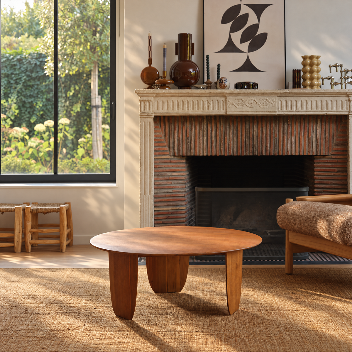JEANNE - Runder Couchtisch aus massivem Teakholz, Ø 85 cm