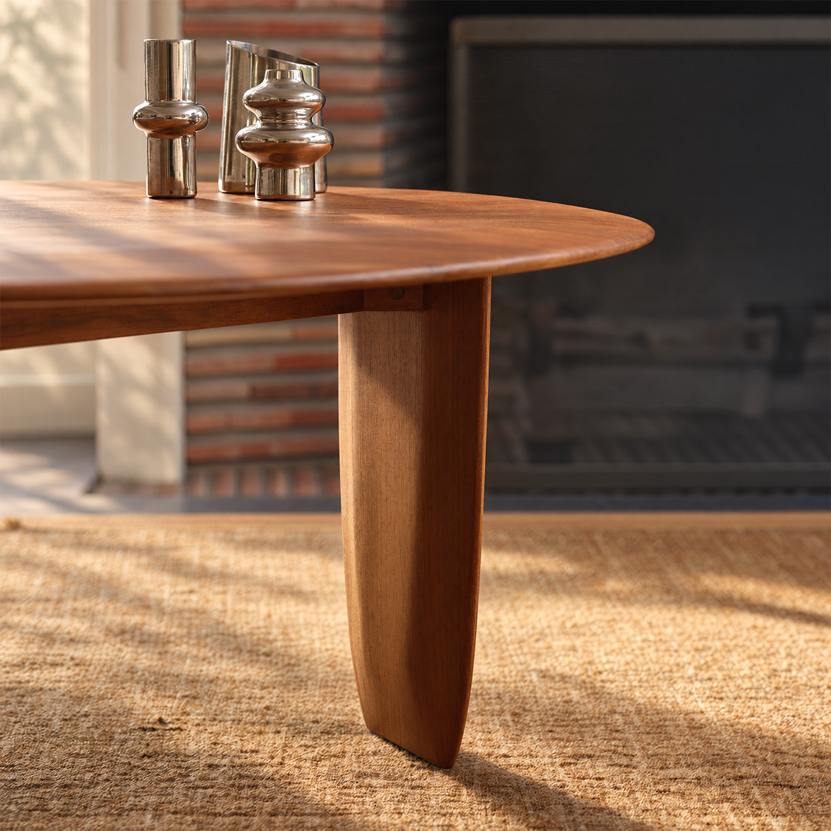 JEANNE - Runder Couchtisch aus massivem Teakholz, Ø 85 cm