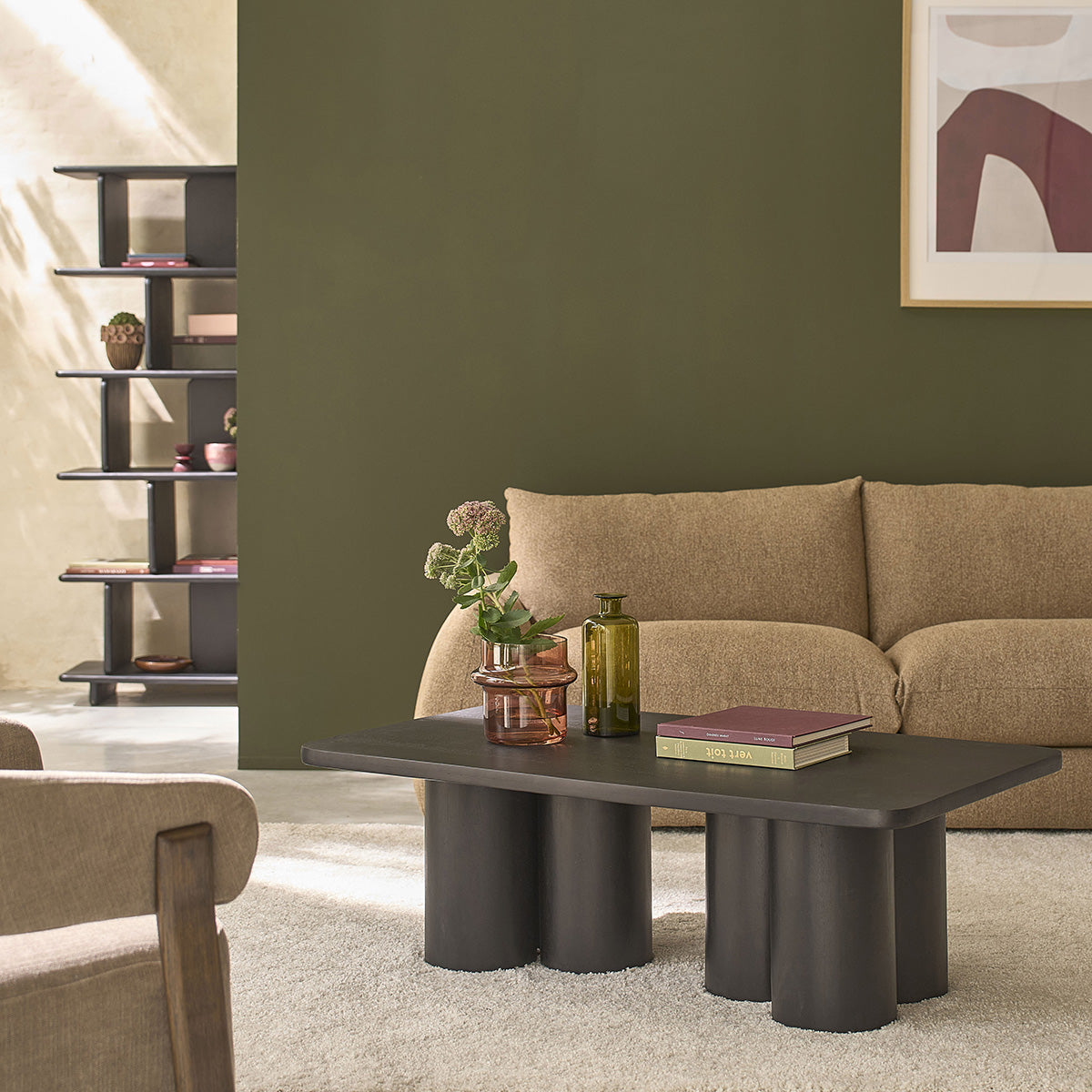 CLEO - Couchtisch aus massivem schwarzem Mangoholz, 120 cm
