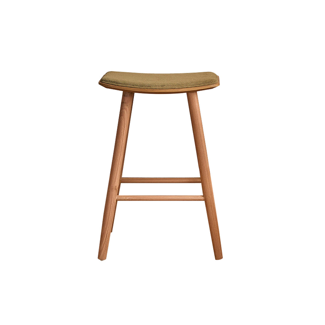 AMBRE - Hocker aus massivem Teakholz und Sitzfläche aus Cord 65 cm