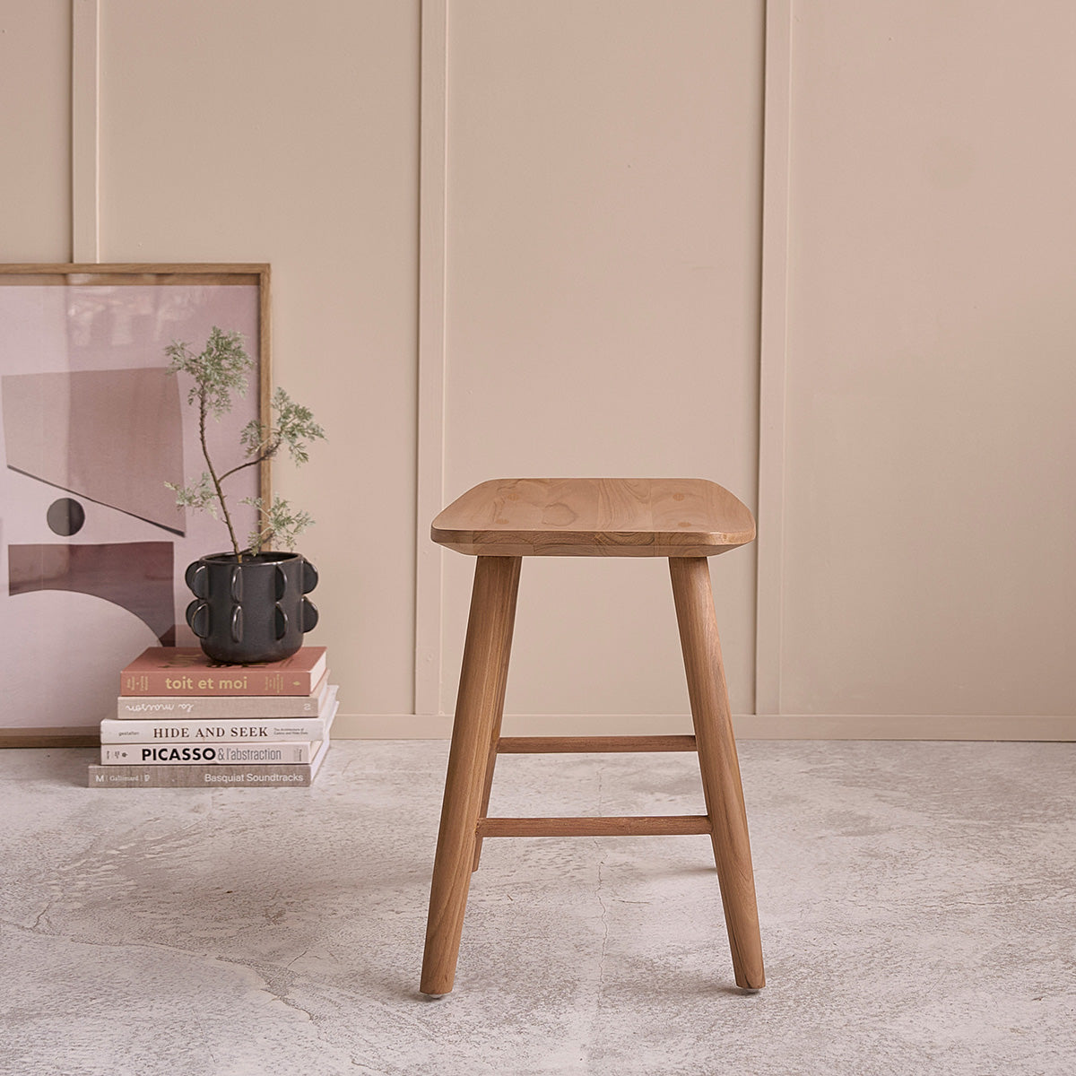 AMBRE - Barhocker aus massivem Teakholz 45 cm
