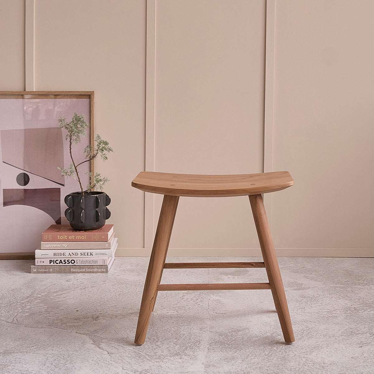 AMBRE - Barhocker aus massivem Teakholz 45 cm