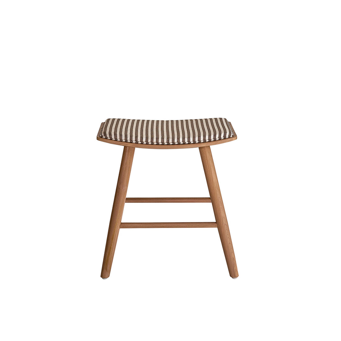 AMBRE - Barhocker aus massivem Teakholz und gestreifter Sitzfläche, 45 cm