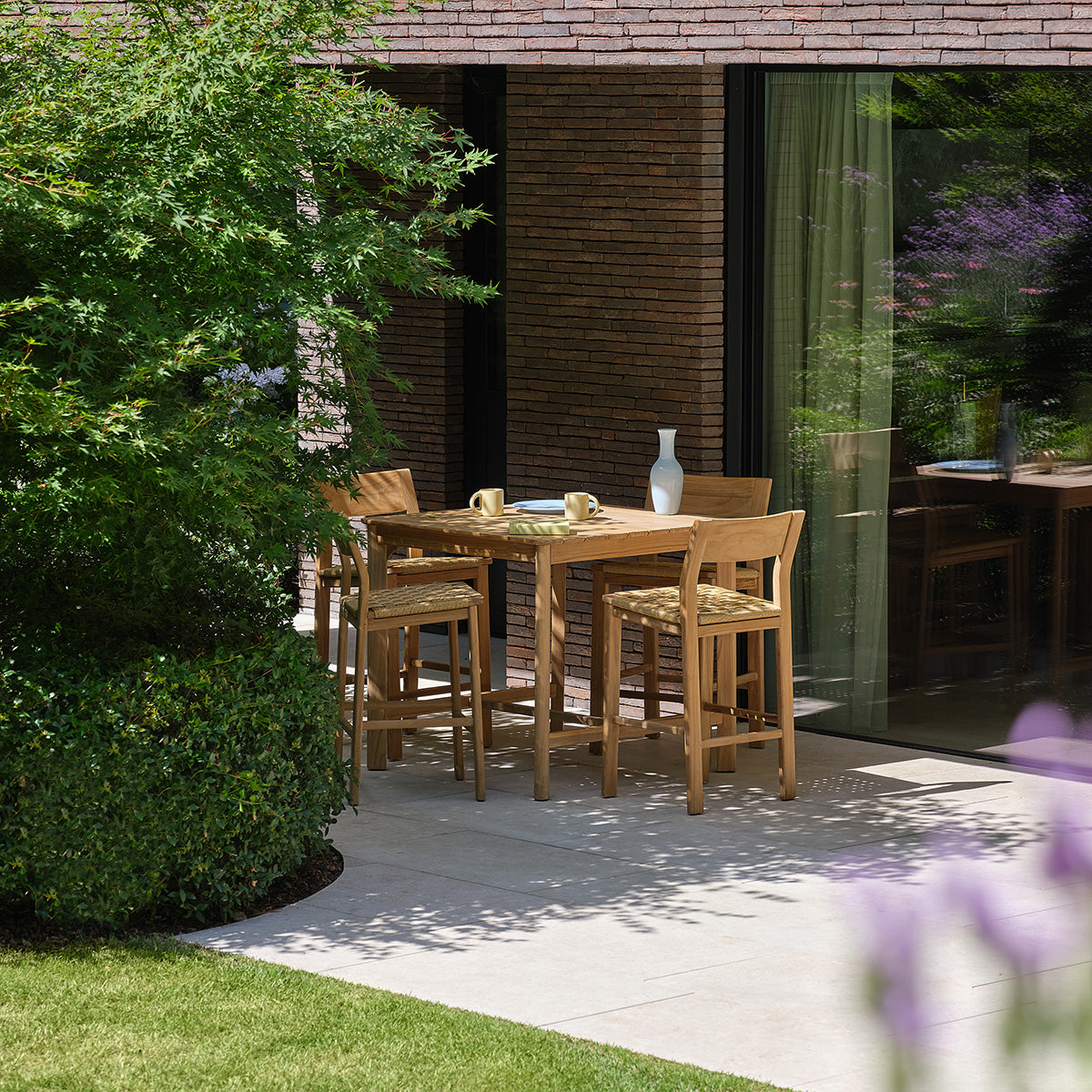PIANA - Garten-Barstuhl aus massivem Teakholz (2er-Set)