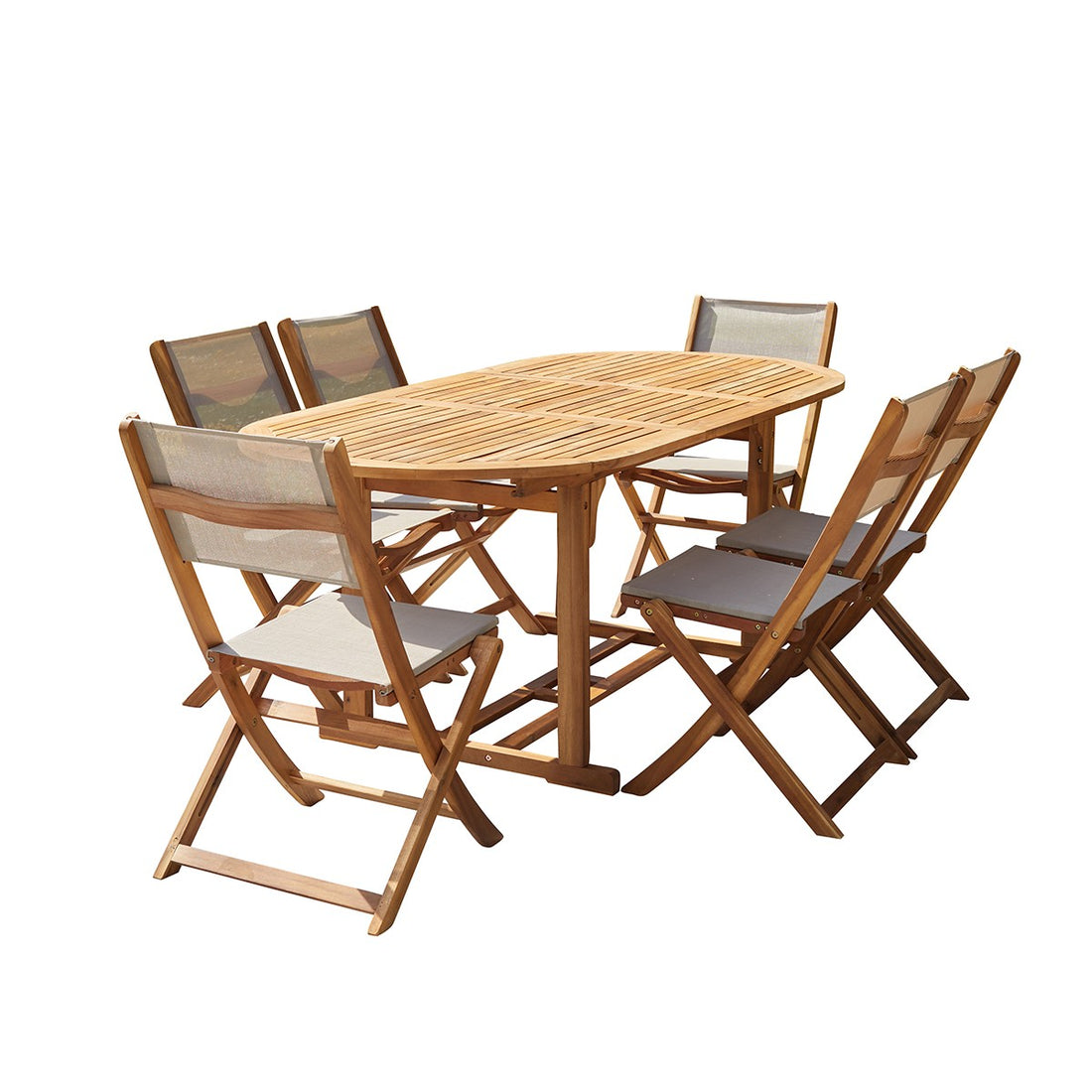 HANOÏ - Gartenlounge aus Akazienholz und grauem Textilene 6/8 Sitze
