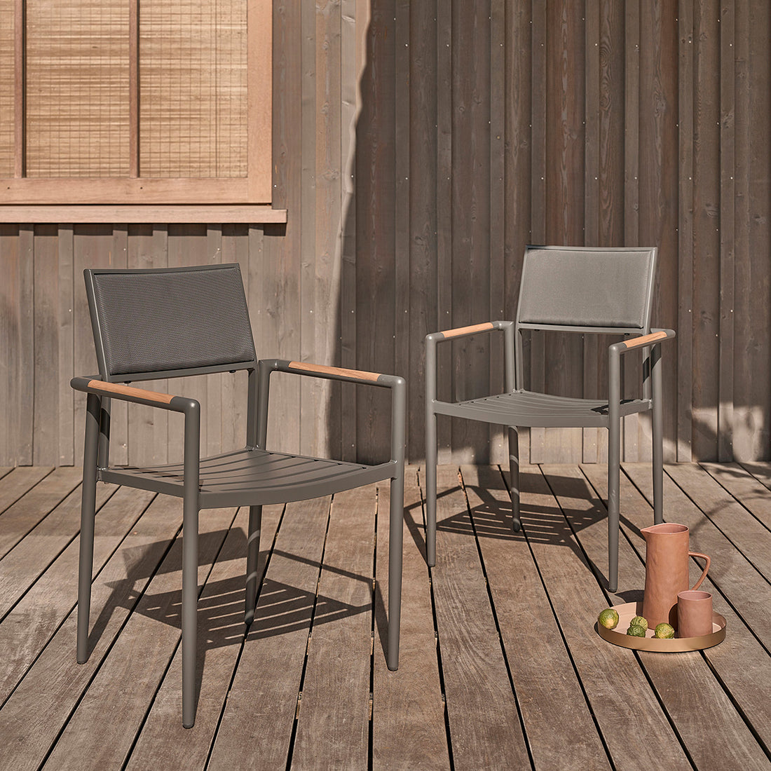 SIENA - Gartensessel aus massivem Teakholz und Aluminium (Set von 2)