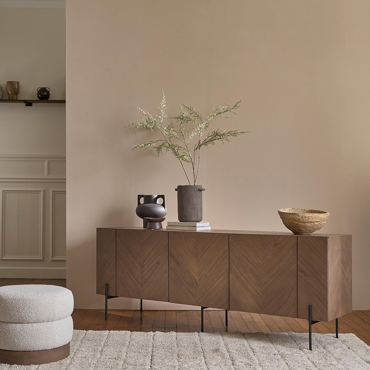 CALIX - Buffet aus Buffet aus massivem Mindi und Metallbeinen 200 cm Mindi und Metallbeinen 200 cm
