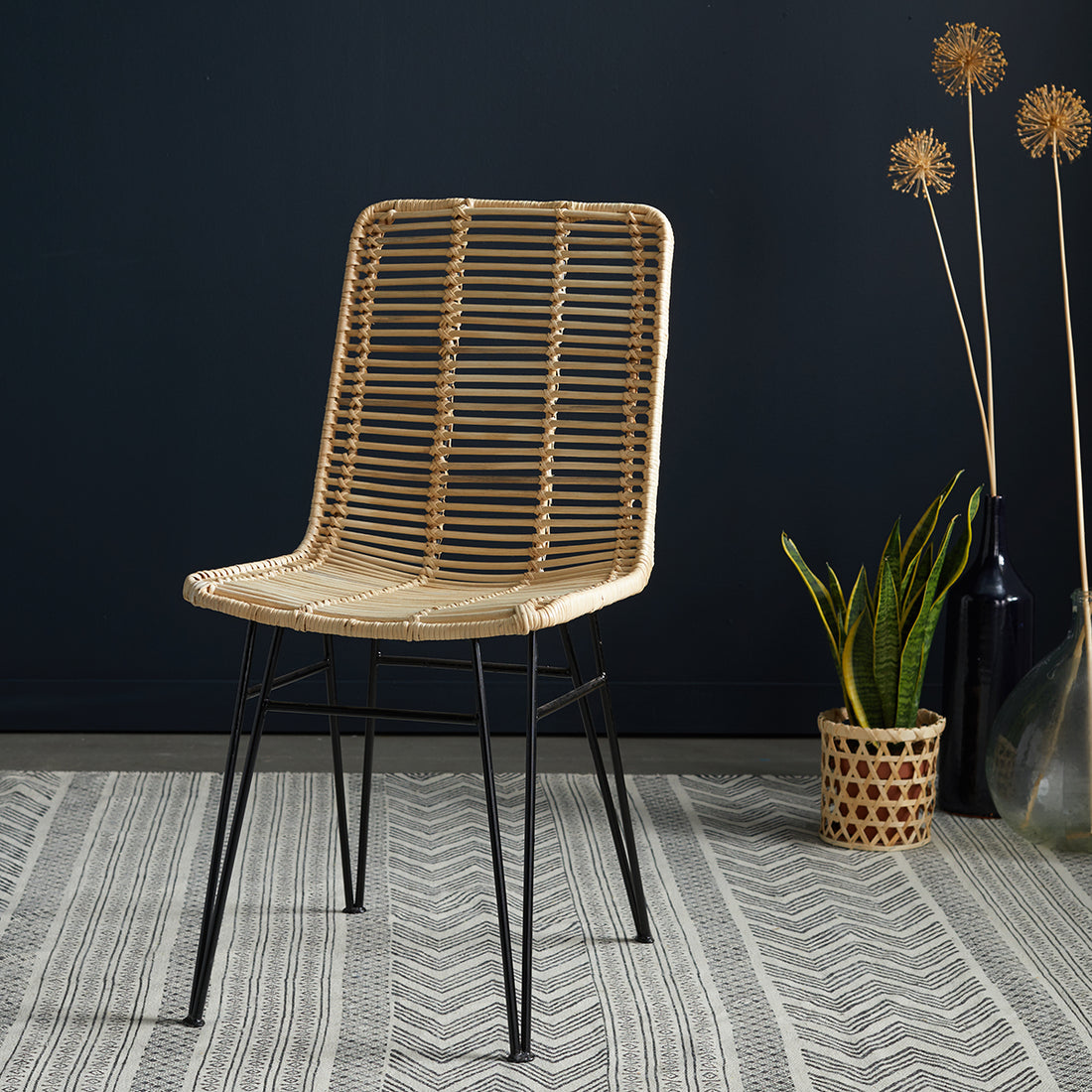 BOHEMA - Stuhl aus Rattan und Metall