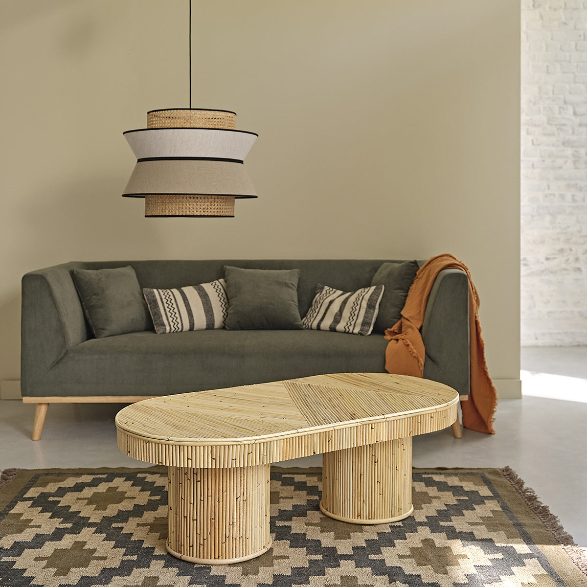 ALMA - Couchtisch aus Rattanrohr 120 cm
