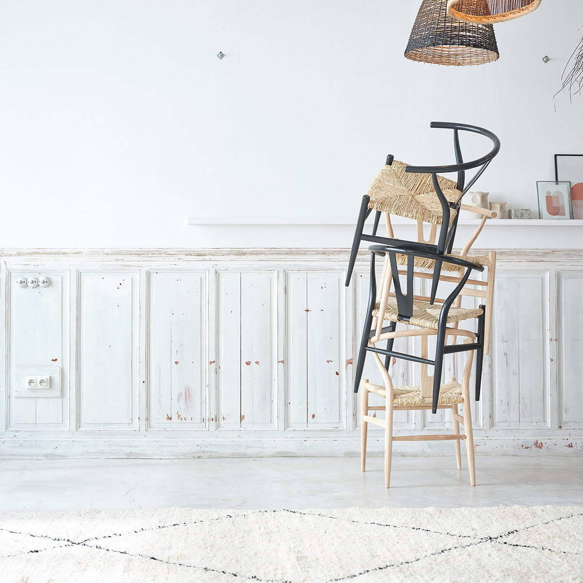 CAMILLE - Set aus 2 Stühlen aus massivem Mindi und Naturseil